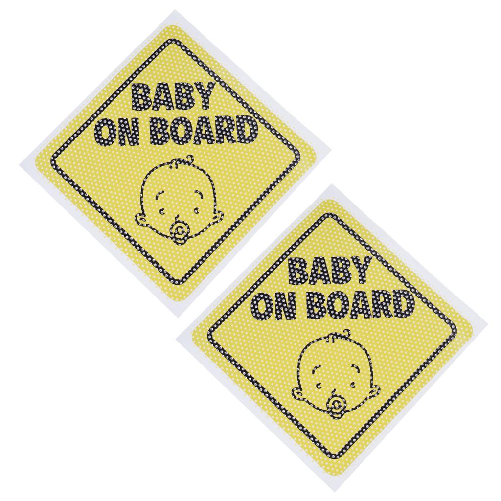 2pcs Baby on Board Car Stickers Reflective Night Visibility Vehicle Sticker Waterproof Vehicle Decal for Child Safety