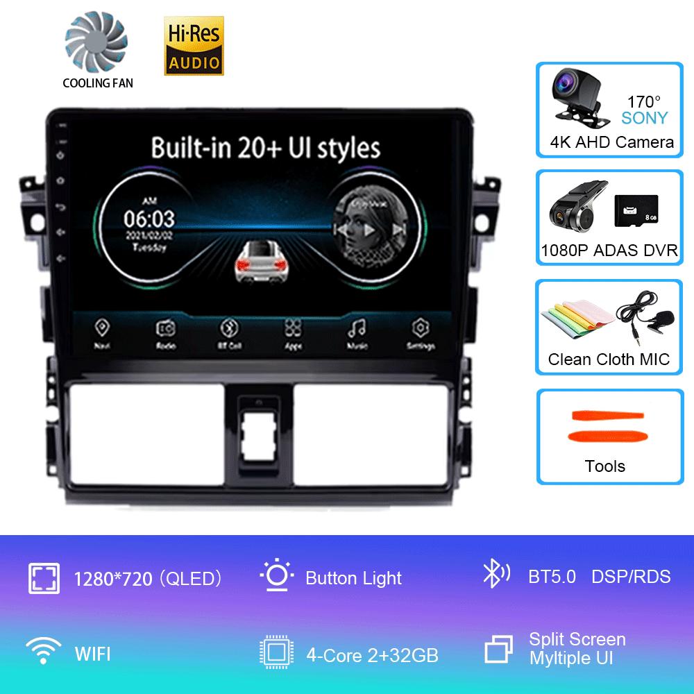 Android 14 For TOYOTA VIOS YARIS 2013 2014 2015 2016 Multimedia Video Player Car Radio GPS Navigation NO DVD 2 Din Carplay New