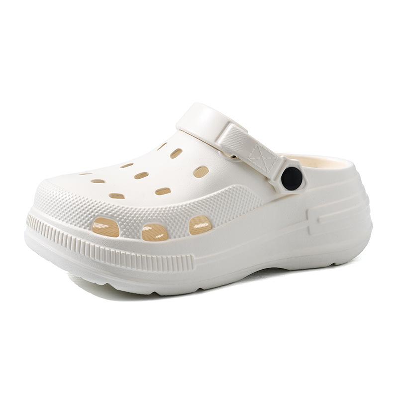 Hole shoes women's summer height increase versatile wear-resistant bag head drag wear non-smelly feet solid color light cool slippers