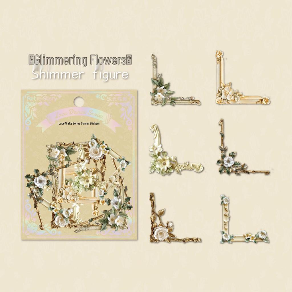 Retro Courtyard Rose Corner Stickers: Flower Journal DIY Decor Set