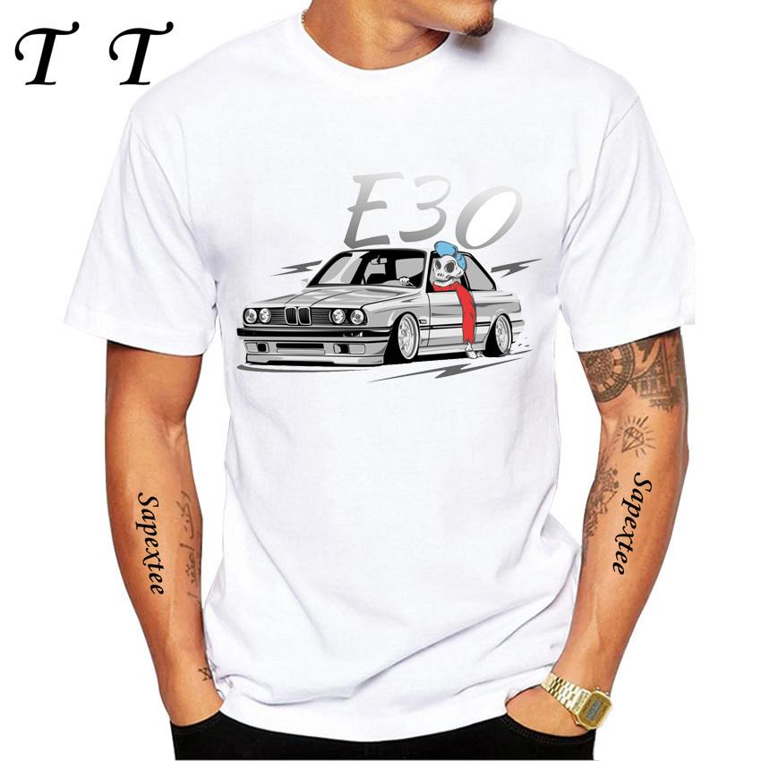 E90 Low Style Skull Driver TShirt New Summer Men Short Sleeve Legend E34 Car Art Tshirts Boy Casual White Tees