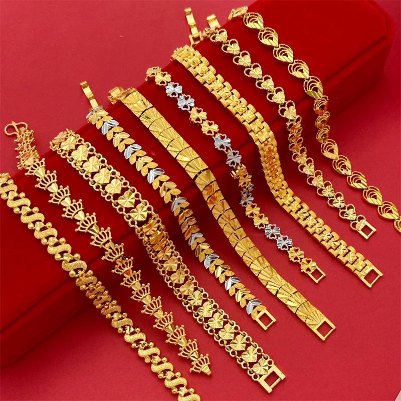 Sand Gold Bracelet Women's Wide Edge Love Strap Flower Bracelet Hand String Vacuum Gold Plated Bracelet Jewelry