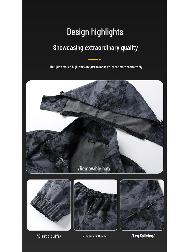 Men's Breathable Camouflage Suit Set: Durable Workwear and Tactical Jacket for Spring and Autumn.