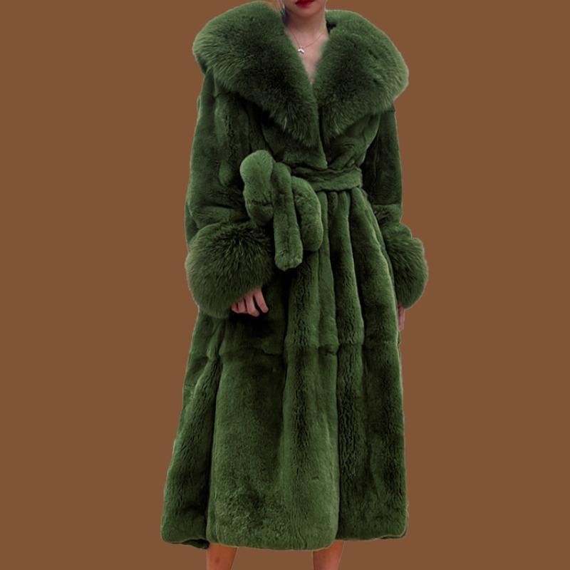 Autumn and Winter Big Fur Collar Fashion Fur Coat Women's Medium and Long Thickened Temperament Loose Casual Coat