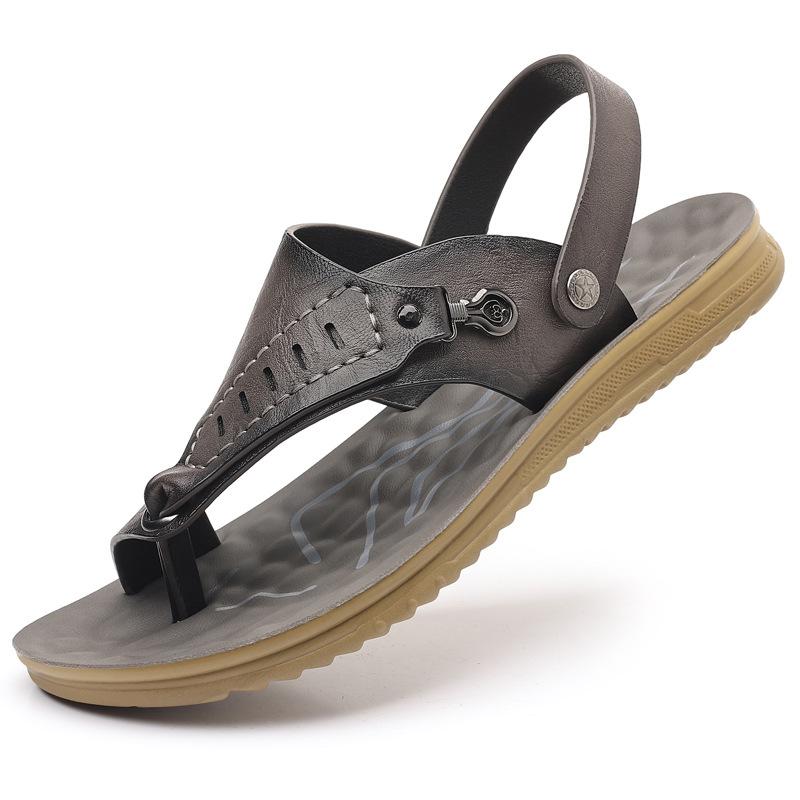 Fashion Summer Soft-soled Anti-slip Beach Shoes for Men 2025 New Designer Slippers Male Solid Color Fashion Casual Leather Sandals Man