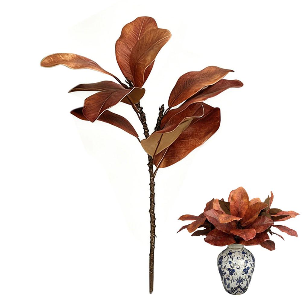 Artificial Magnolia Leaf Green Plant Floral Plastic Simulation Magnolia Branch Fake Plants Leaves Shopping Mall Decoration