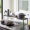 Yamazaki Exhaust Vent Cover Over-Stove Rack for 75cm Stoves, Black, Approx. W82.5 x D18 x H15cm, Tower-Shaped, Tall Pot and Pan Rest, 5267
