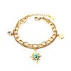 Fashion Jewelry Double Stacked Bracelet Lucky Star Blue Songhua Stone Pendant, Jewelry Stainless Steel Gold Plated Bracelet