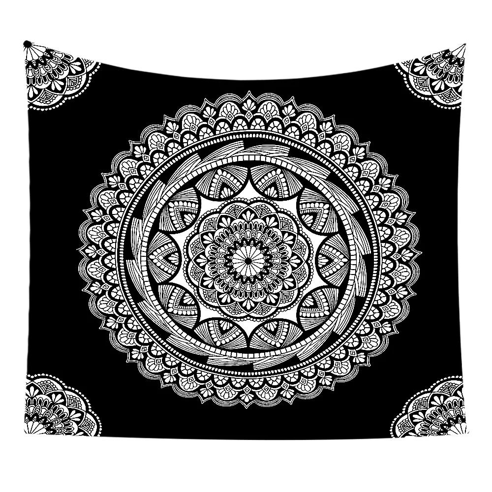VIKAMA Sonnengott und Mondgöttin Wandteppich Schwarz und Weiß Mystische Astrologische Hängedekoration Bohème Stil Schlafzimmer Wanddekoration