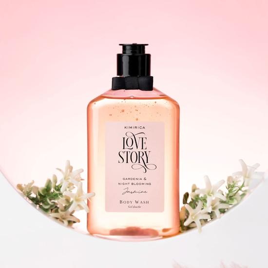 Kimirica Love Story Summer Body wash Delikatny peelingujący żel pod prysznic | Głęboko oczyszcza skórę 100% wegański i bez parabenów Night Blooming Jasmine