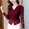 Temperament V-neck Short-sleeved Lace Shirt Fashionable Hollow Top for Women In Summer New Slim and Versatile Shirt