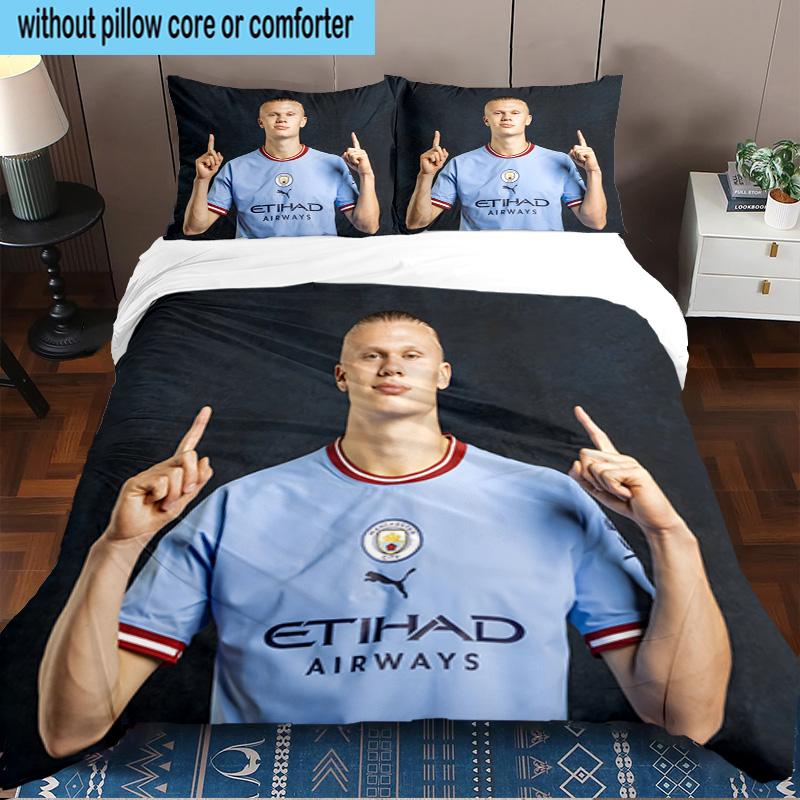 Haaland Player Pose 3PCS Bedding set,Ideal for1pc Duvet Cover And 2pcs Pillowcases Perfect for Christmas gift,Ideal for Bedroom, Dormitory