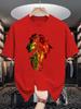 Unisex Crew Neck Tee Gradient Flame Lion Head Art Graphic Print Soft Cotton Loose Short Sleeve Summer Casual Male Streetwear Tops