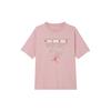 Flight Graphic Letter Print Crew Neck Short Sleeve T-Shirt Women Tops Pink FQ3241607