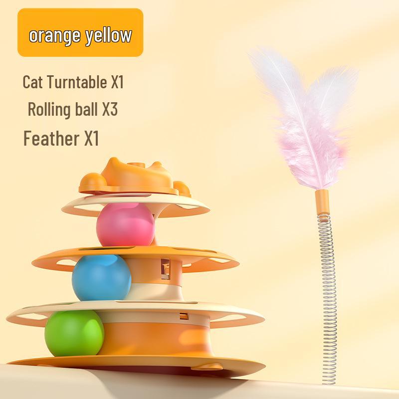 Cat Self-Entertainment Interactive Feather Teaser Turntable Toy