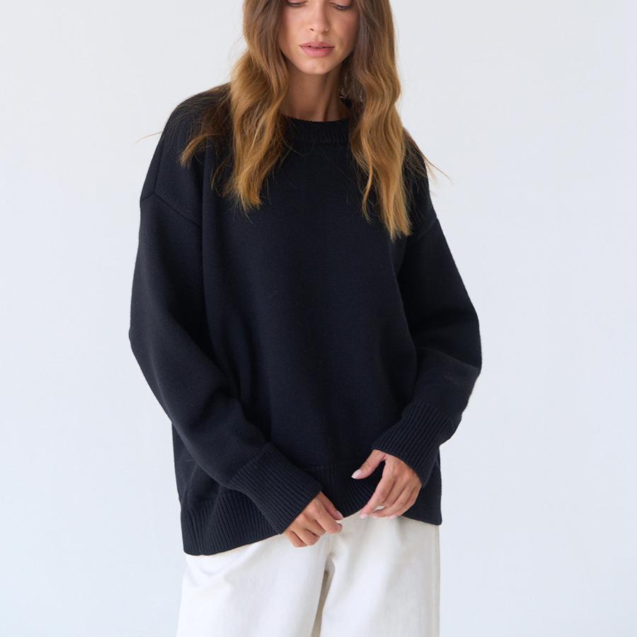 GMXIA Damen Uni Rundhals Pullover Herbst und Winter Neuer Temperament Pendler Vielseitig Lässig Rundhals Strickpullover