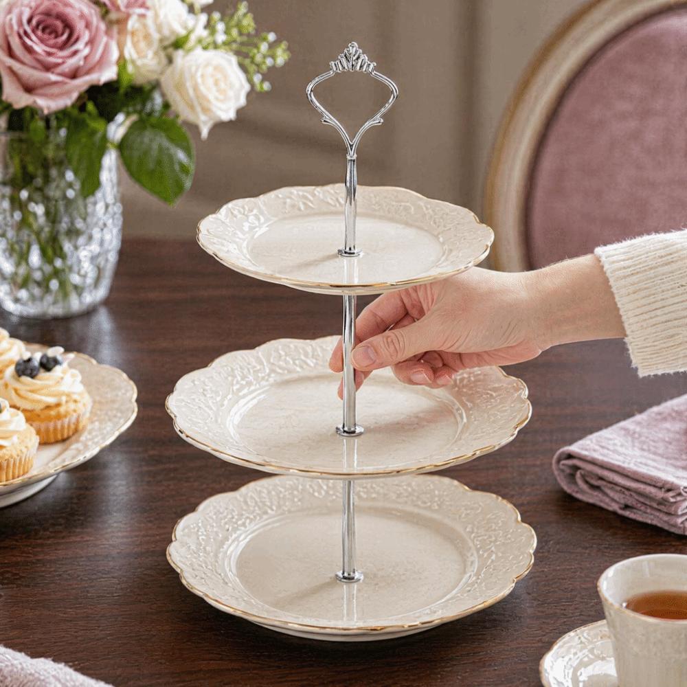 Crown Handle Cupcake Display Holder 2 Tiers 3 Tier Tiered Fruit Plate  Dessert Table