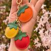 Lustiger Früchte Schlüsselanhänger PU Leder Orange Schlüsselring Mode Tomaten Anhänger Rucksack Dekoration