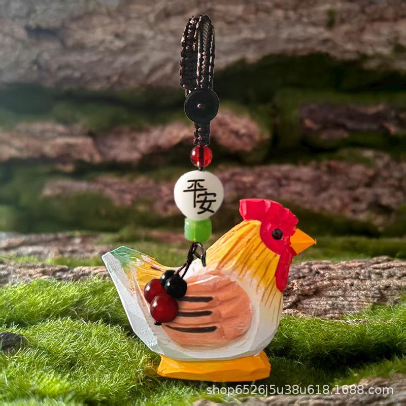 Ręcznie Rzeźbiona Drewniana Figurka Dekoracyjna Statuetka Koguta Wystrój Domu Rzeźba z Drewna Rzeźba Zwierzęca prezent urodzinowy dla przyjaciela rodziny