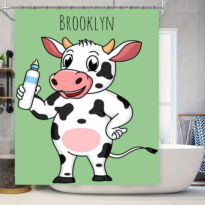 

Kids Cartoon Cow Print Shower Curtain For Bathroom Decoration Home Decor Waterproof Washable Fabric Artistic Printi W60H190(CM)-1 Pcs