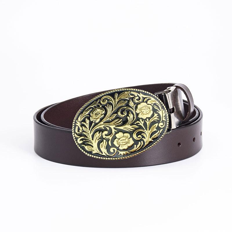 Lycoris Radiata Gentlemen s Leather Waistband - Whole Piece Cowhide Trousers Belt 90 cm