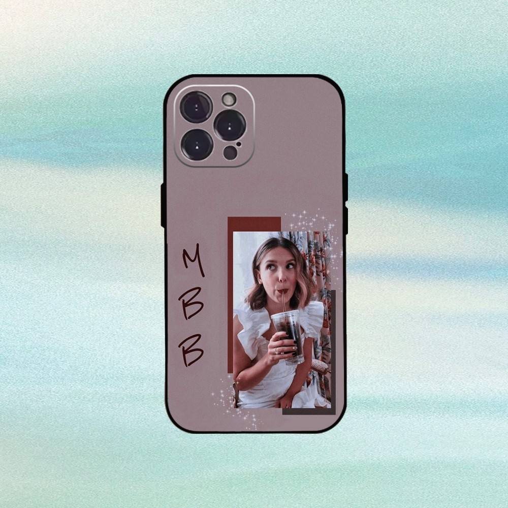 

M-Millie Bobby B-Brown Phone Case For iPhone17 16 15 14 13 12 11 Pro Max Plus,5G Soft Black Case iPhone15