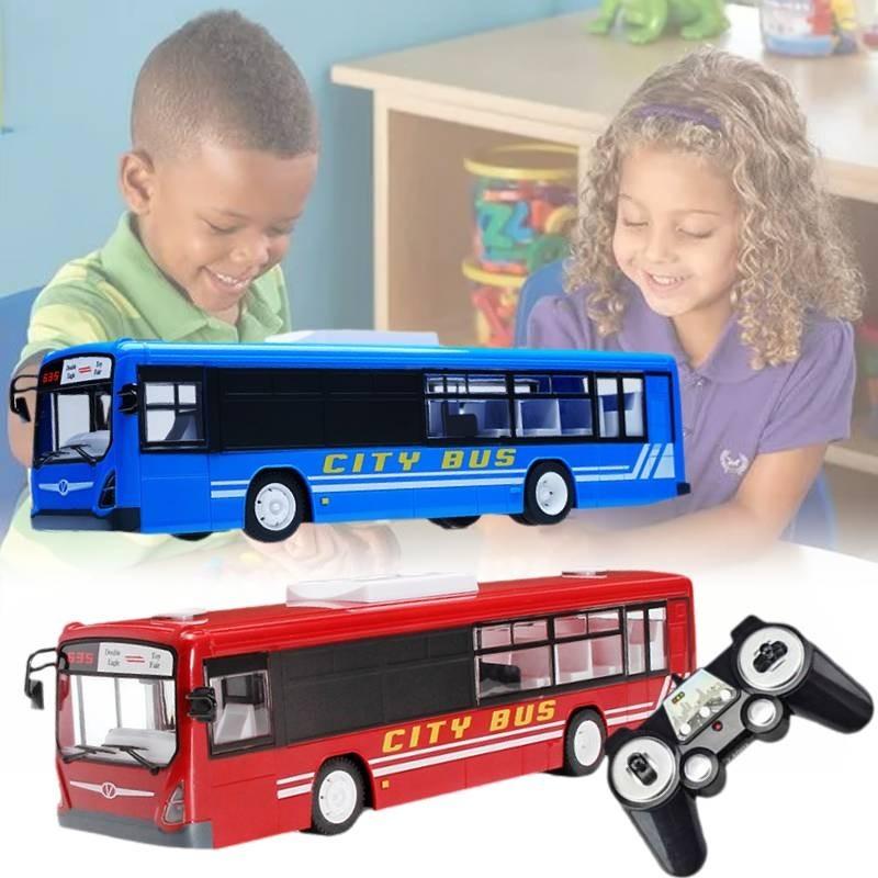 Fernbedienbarer Bus Spielzeug für Kinder 1:12 Realistische Geräusche und Lichter Batteriebetrieben