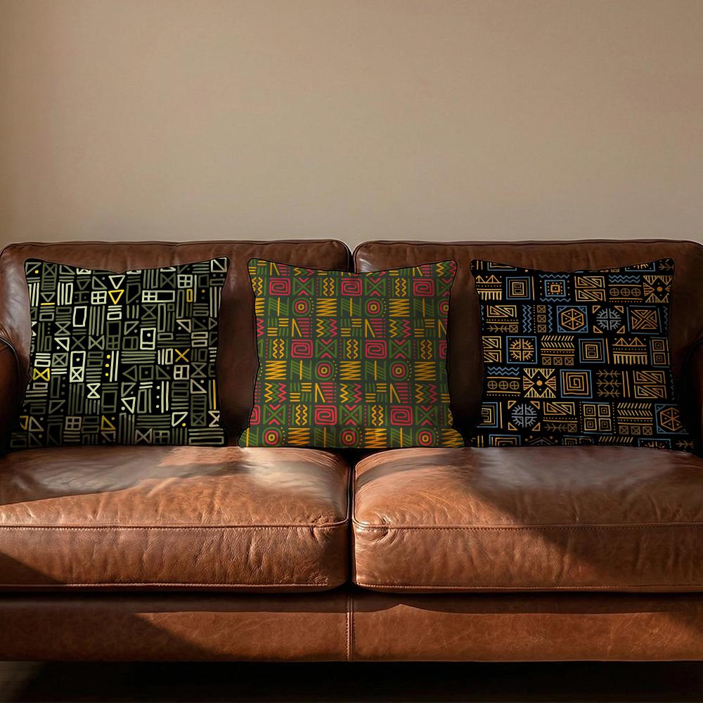 African Tribal Pattern Cushion Cover Soft Reversible  Durable Pillow Cover  MultiScene Use for Home  Car Daily Comfort