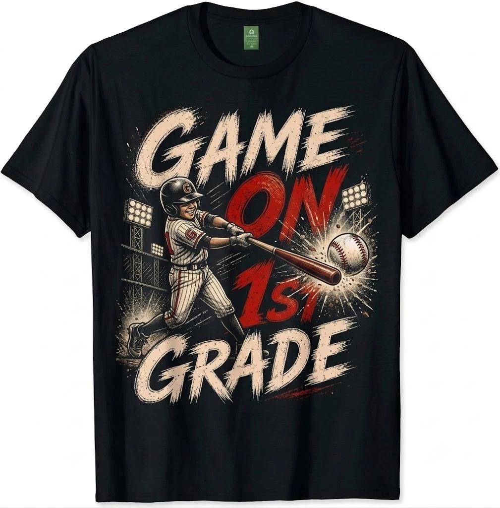 Game On 1st Grade Baseball Shirt Back To School Boys T-Shirt S