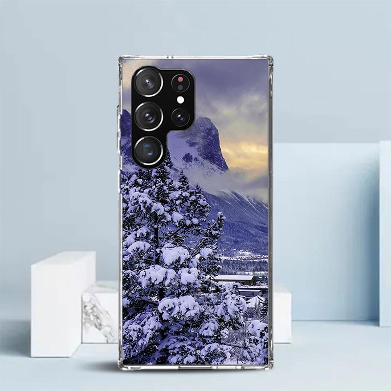Landscape Winter Light Snow Phone Case For Samsung Galaxy S24 S25 Edge S26 Ultra S22 S23 Plus S21 + S20 FE Soft TPU Back Cover G