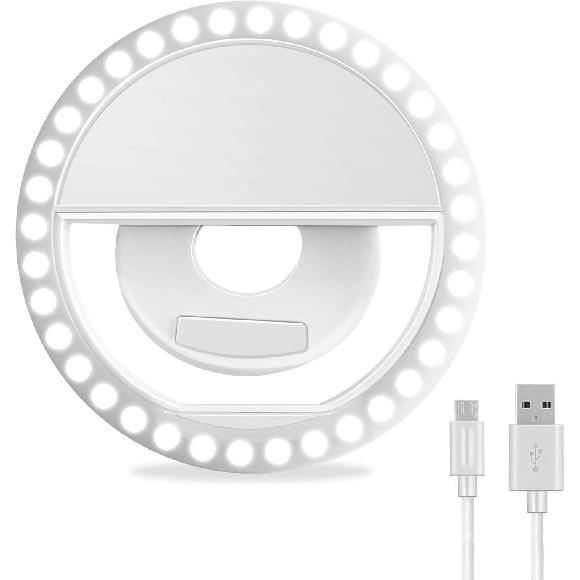 Selfie Ring Light, XINBAOHONG Rechargeable Portable Clip-on Selfie Fill Light with 36 LED for iPhone/Android Smart Phone Photography, Camera Video,