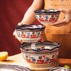 Honey Caihong Dish Set Ceramic Tableware Rice Bowl Noodle Bowl Binaural Soup Bowl Large Vegetable Plate Household