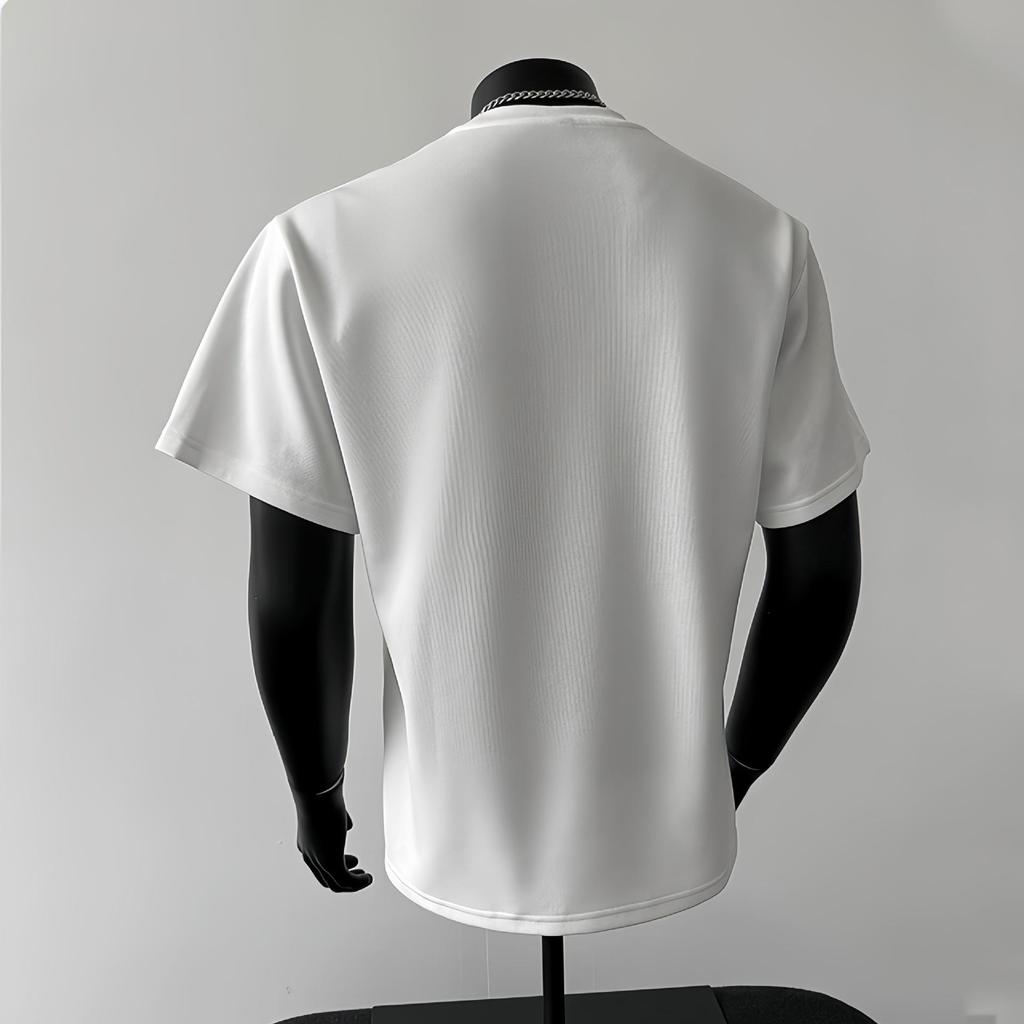2026 Summer Men's Trendy Japanese Retro Patchwork Heavyweight Loose Casual T-Shirt