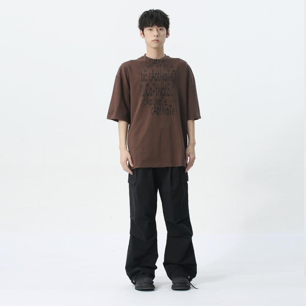 Men's Clothing New Product Korean Minimalist Style Large Pocket Wide Leg Workwear Casual Pants Trend