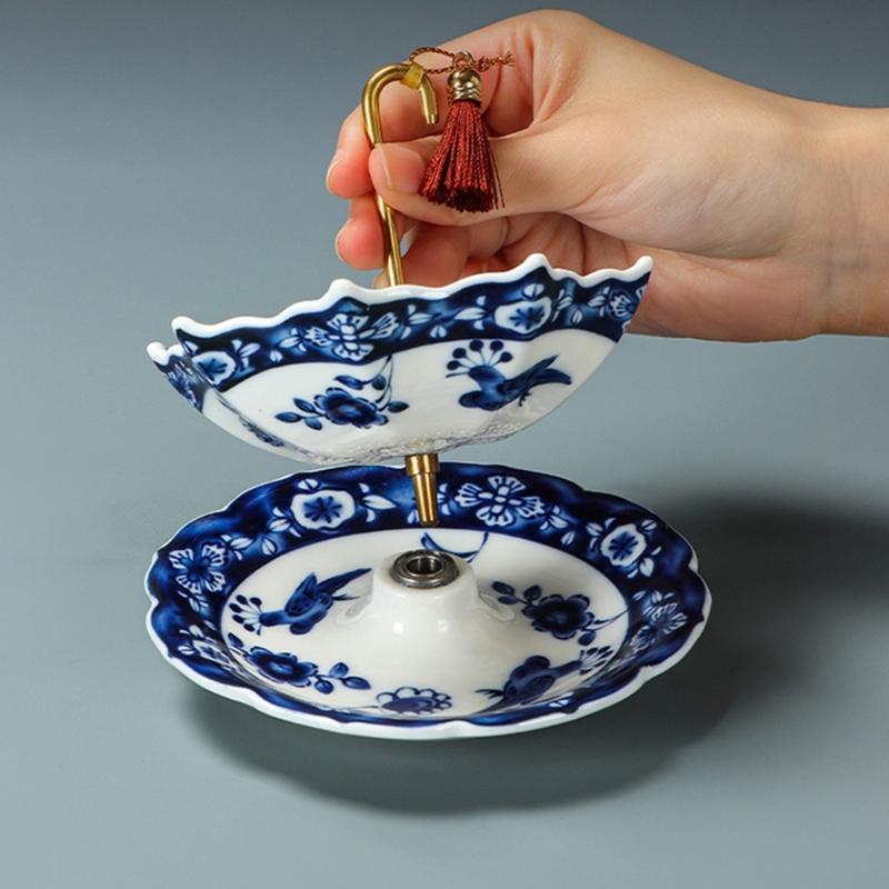 Umbrella Shape Strainer Blue and White Porcelain Tea Infuser For Tea Ceremonies And Everyday Brewing
