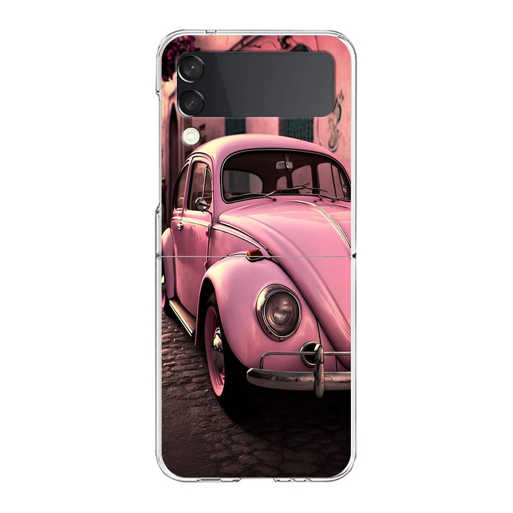 Classic Vintage Old Retro Car Phone Case For Samsung Galaxy Z Flip 3 4 5 Hard Folding Clear PC For Samsung Z Flip 6 Back Cover
