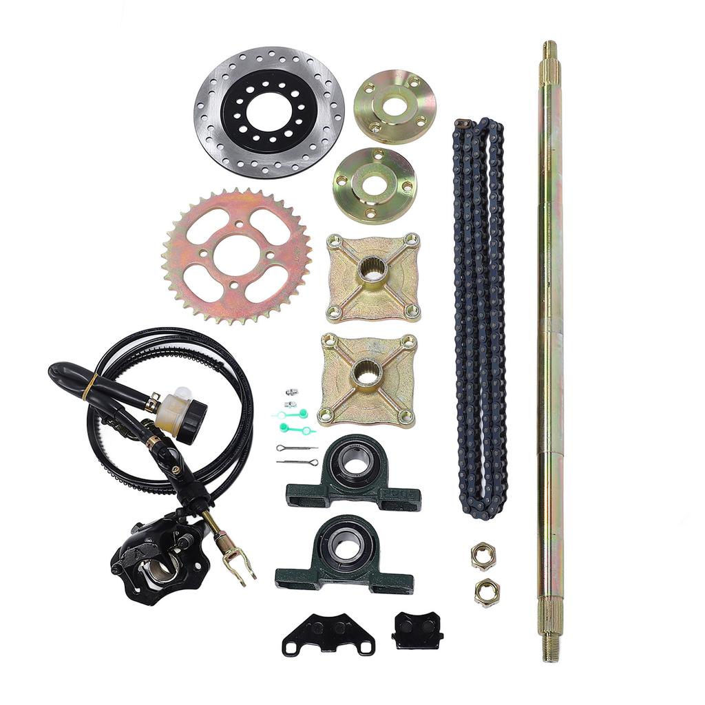 25.5in Go Kart Zadní Živá Náprava Kit Robustní Vylepšený Úchop Rozeta Náboj Brzdový Sestava Řetěz Kotouč pro 50cc 70cc 90cc ATV