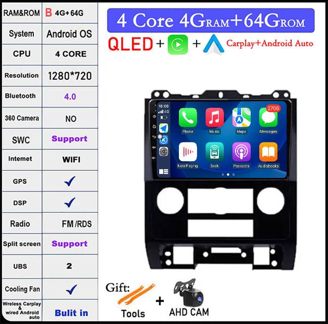 Android 14 For Ford Escape 2007-2012 9" Screen Head Unit Car Radio Stereo GPS Navigation Multimedia Player Audio Autoradio