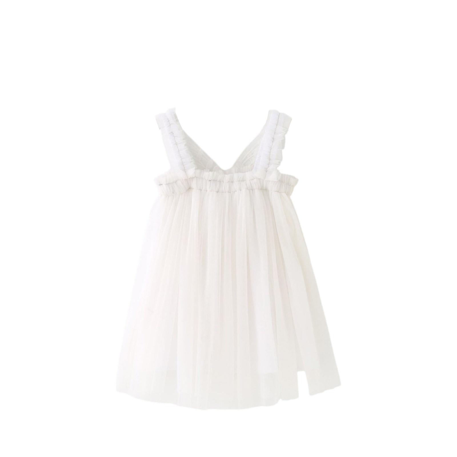 Girls Tulle Dress Sleeveless Layered Mesh Party Dress Soft Fabric Princess Style Dress for Children Summer Wear 90 белый