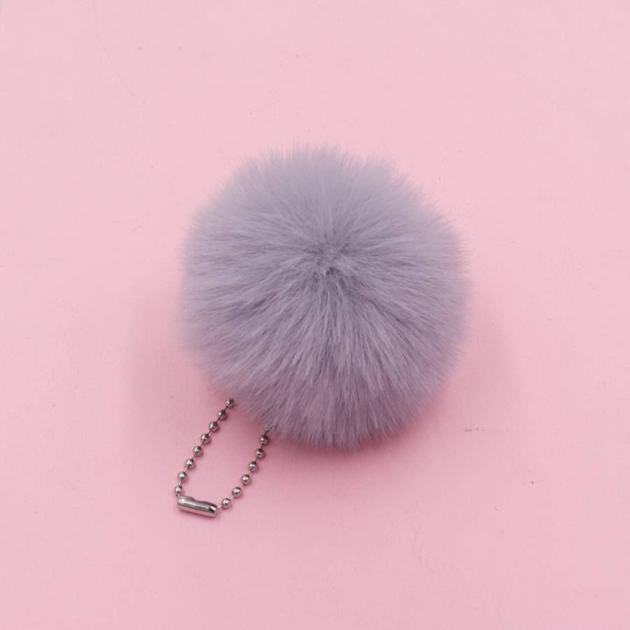 6cm Pom-Pom Plush Ball Beaded Keychain - Faux Rabbit Fur, Ideal for Bags, Keys, Earphone Cases
