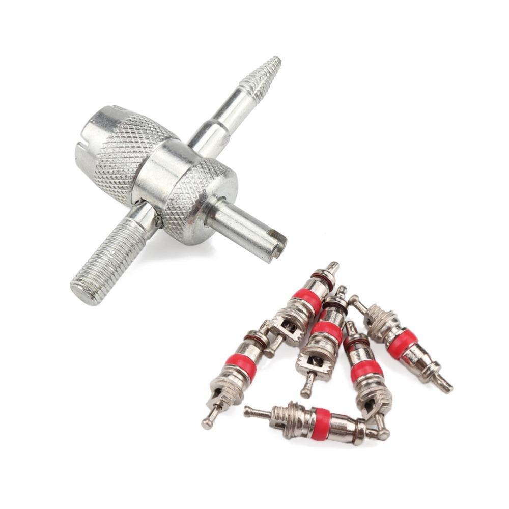 7PCS Zinc Alloy Valve Core Remover Silver Valve Core Kit Tire Valve Core Tool  Valve Core Removal