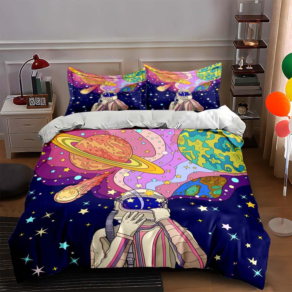 

Colorful space exploration Bedding Duvet cover sets Duvet covers Pillowcases gifts (1 * Duvet Cover 2 * Pillowcases, without duvet insert) 135x200cm