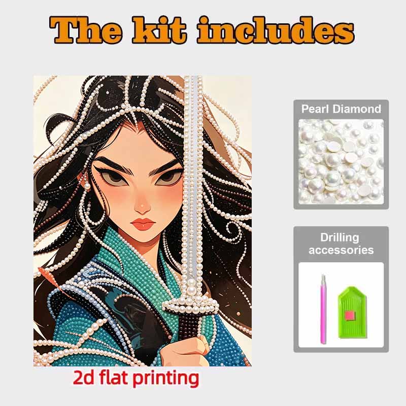 Disney Pearl Painting Mulan Pearl Aesthetic 5D DIY Pearl Picture Crafts for Adults/Beginners Gift Ideas Home Decor