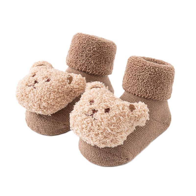 1Pair Middle Tube Socks Winter Cotton Cute Thick Boy Bear Baby Socks Girls Anti Slip Soled Toddler Floor Socks Soft