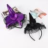 Halloween Witch Hat Headband for Halloween Costume Dress Up Party Supplies Hat Headband Lace Gloves Short Black