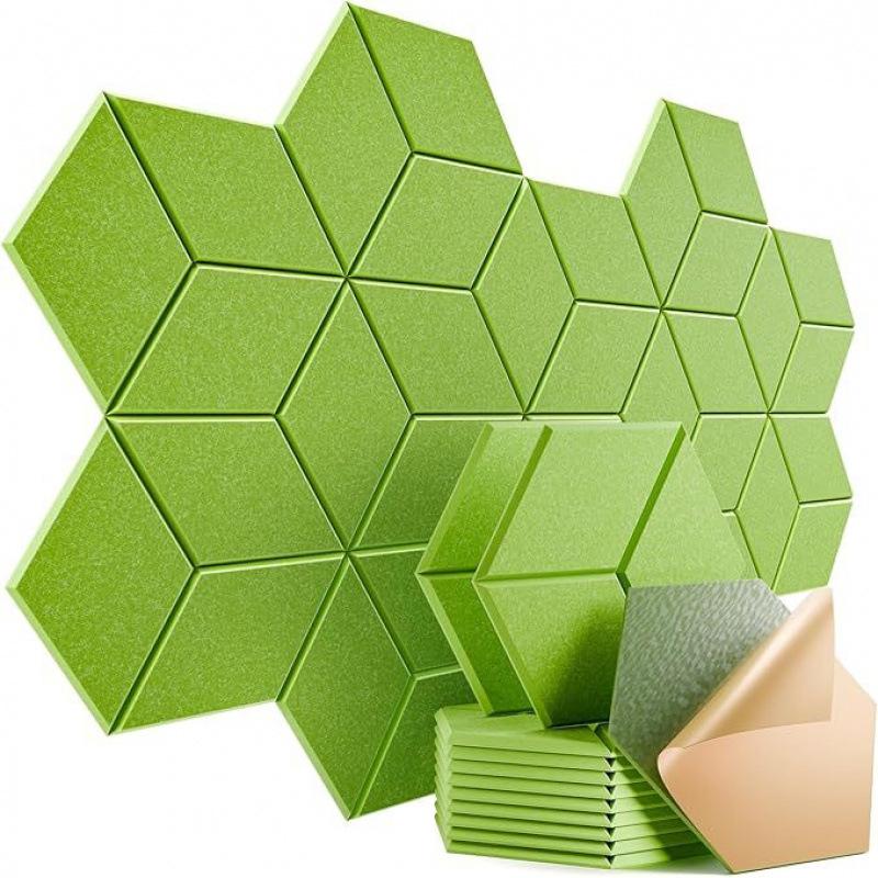 12Pcs Self-adhesive Hexagonal Acoustic Panels Acoustic Foam Panels Y-shaped Liner Design Absorbs Noise and Eliminates