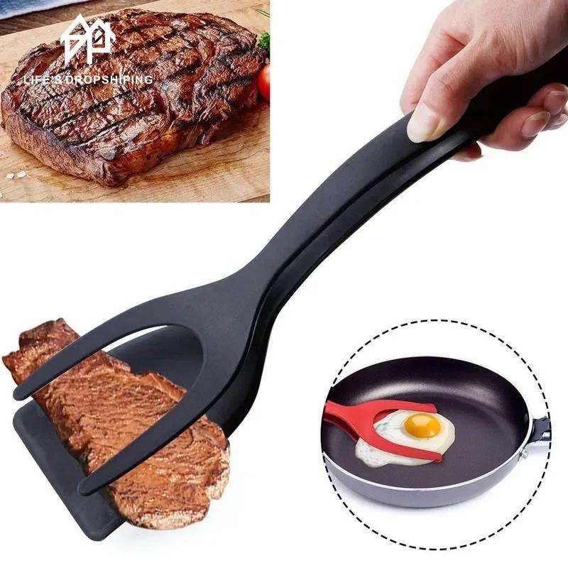 Multifunctional 2 In 1 Non Stick Cooking Tongs, Spatula Cooking Gadgets For Kitchen Utensils, Bread Egg Turners, 1pcs