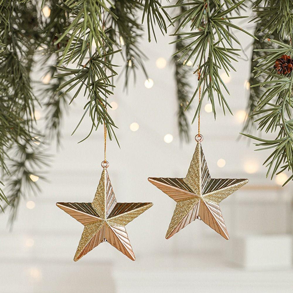 2Pcs Plastic Christmas Hanging Conch Ornament Snowman Star Onion Shaped Hanging Ornament Glittery Decorative