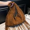 Vintage Fringe Hobo Bag Women Tassel Shoulder Bag Large Retro Tote Handbags Hippie Armpit Bag Western Cowgirl Underarm Pouch