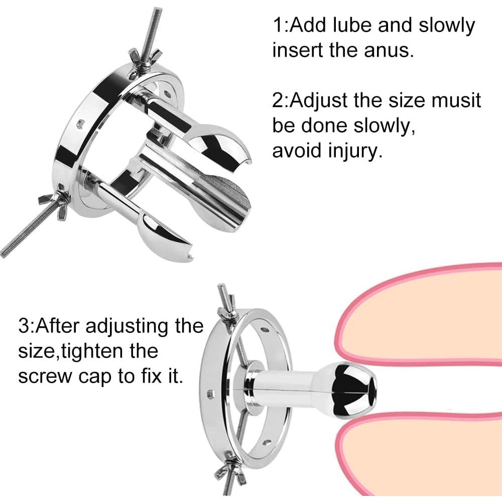 Edelstahl Anal-Expander für Erwachsene - Verstellbares Metall-Dilatatoren-Set, Po-Dehnungs-Trainer für die Vorbereitung auf Anal-Fisting